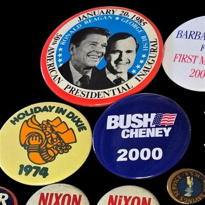 Sale Photo Thumbnail #39: Lot of Political and Novelty Buttons plus Small Pins.                           
