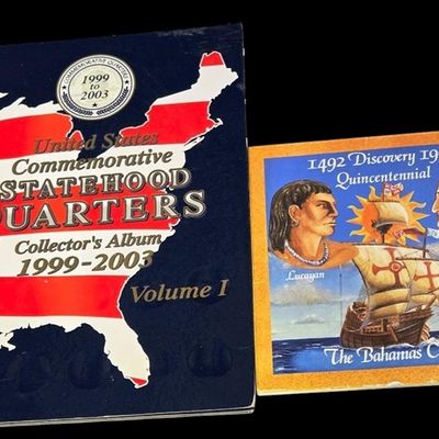 Sale Photo Thumbnail #71:  Lot of 2 Coin Collector Albums  Statehood Quarters and 1992 Bahamas Set.                           