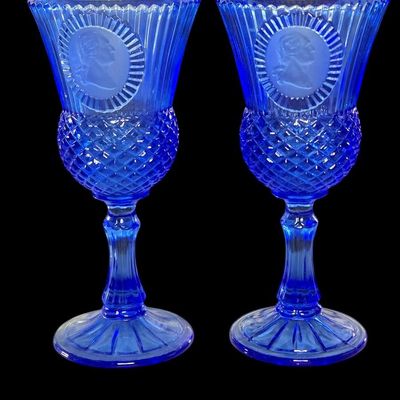 Sale Photo Thumbnail #100:  Avon Fostoria Cobalt Washington / White House Glass  6 Pieces.                           