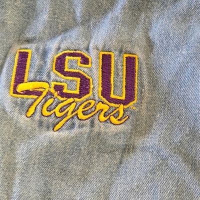 Sale Photo Thumbnail #123:  LSU Tigers Denim Polo with Pins  Wallet  and Keychain  XL.                           