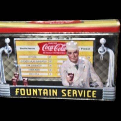 Sale Photo Thumbnail #209:  Coca-Cola Lot: Fountain Tin  Bottle  and Drive-In Diner.                           
