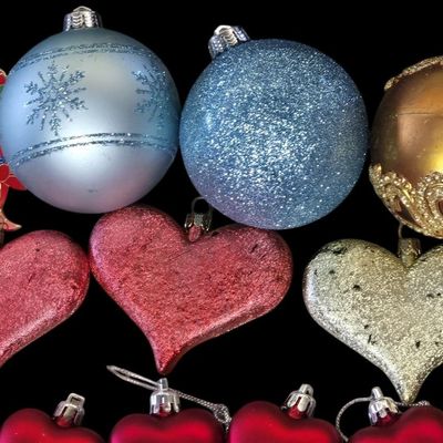 Sale Photo Thumbnail #291:  Lot of Heart and Mixed Christmas Ornaments.                           