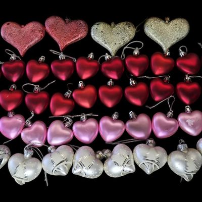 Sale Photo Thumbnail #295:  Lot of Heart and Mixed Christmas Ornaments.                           