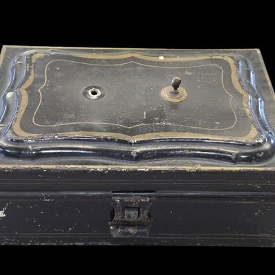 Sale Photo Thumbnail #347:  Metal Spice Box with Six Tins.                           