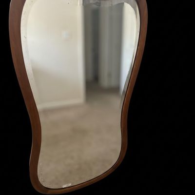 Sale Photo Thumbnail #360: 82) Vintage Mid-Century Modern Walnut Scalloped Wall Mirror