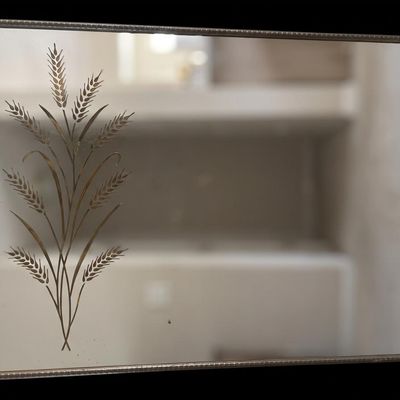 Sale Photo Thumbnail #374: Rectangular mirror with etched wheat or grain stalk design across the top. Local   in   / Shreveport area. Items may be held with pre-payment or a deposit. We are not scammers  you can check our track record  and we are verified. We can accept Venmo  Cash