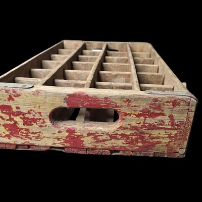 Sale Photo Thumbnail #432:  Wooden Coca-Cola Bottle Crate  Red.                           