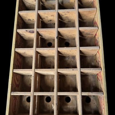 Sale Photo Thumbnail #440:  Wooden Coca-Cola Bottle Crate  Yellow.                           