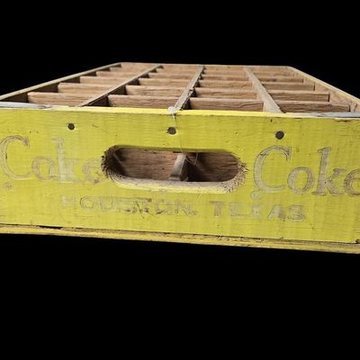 Sale Photo Thumbnail #437:  Wooden Coca-Cola Bottle Crate  Yellow.                           