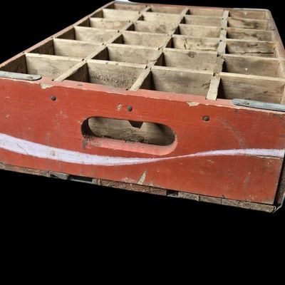 Sale Photo Thumbnail #449:  Wooden Coca-Cola Bottle Crate  Red Wave.                           