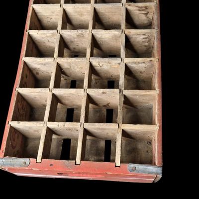 Sale Photo Thumbnail #450:  Wooden Coca-Cola Bottle Crate  Red Wave.                           