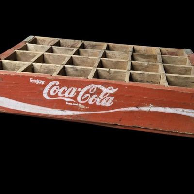 Sale Photo Thumbnail #448:  Wooden Coca-Cola Bottle Crate  Red Wave.                           
