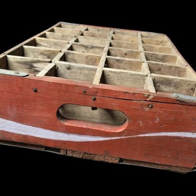 Sale Photo Thumbnail #447:  Wooden Coca-Cola Bottle Crate  Red Wave.                           