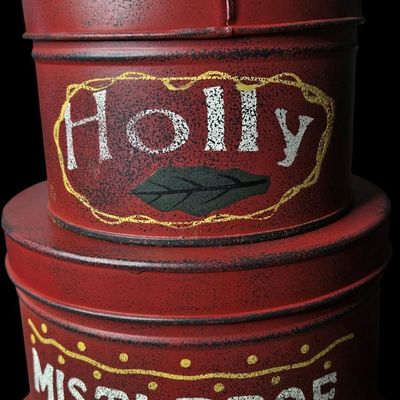 Sale Photo Thumbnail #508:  Set of 4 Christmas Nesting Tins.                           