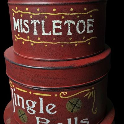 Sale Photo Thumbnail #509:  Set of 4 Christmas Nesting Tins.                           