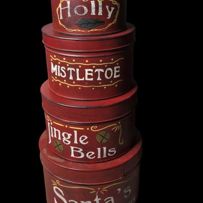 Sale Photo Thumbnail #507:  Set of 4 Christmas Nesting Tins.                           
