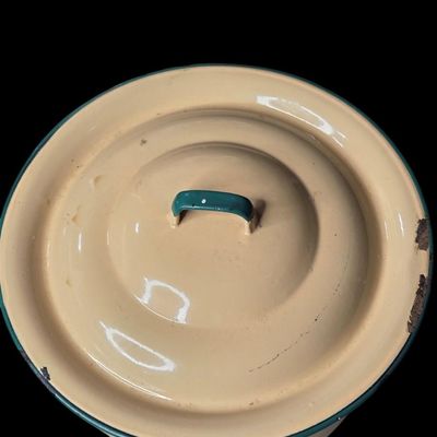 Sale Photo Thumbnail #523:  Enamel Chamber Pot with Lid.                           