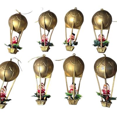 Sale Photo Thumbnail #560:  Vintage Christmas Ornaments  Elves in Hot Air Balloons.                           