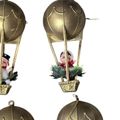 Sale Photo Thumbnail #564:  Vintage Christmas Ornaments  Elves in Hot Air Balloons.                           