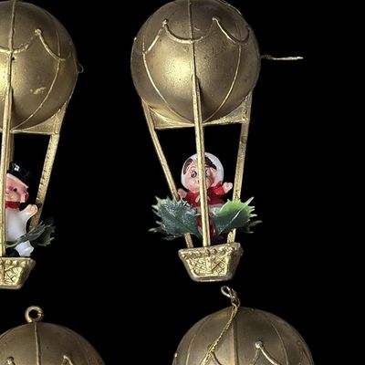 Sale Photo Thumbnail #563:  Vintage Christmas Ornaments  Elves in Hot Air Balloons.                           