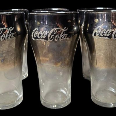 Sale Photo Thumbnail #621:  Set of 6 Ombre Coca-Cola Glasses.                           