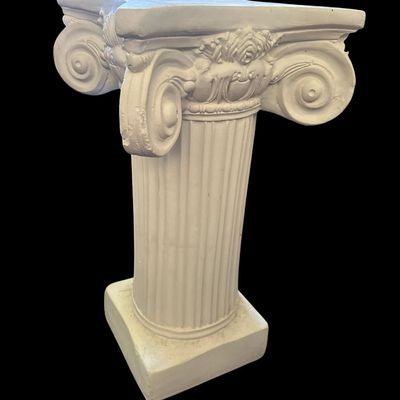 Sale Photo Thumbnail #663: 29"T × 15"W Decorative plaster or composite column pedestal with Corinthian-style capital. Measurements: 29" tall × 15" wide. Suitable for display. Local   only.  