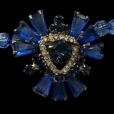 Sale Photo Thumbnail #679:  Blue Crystal Necklace with Pin Pendant.                           