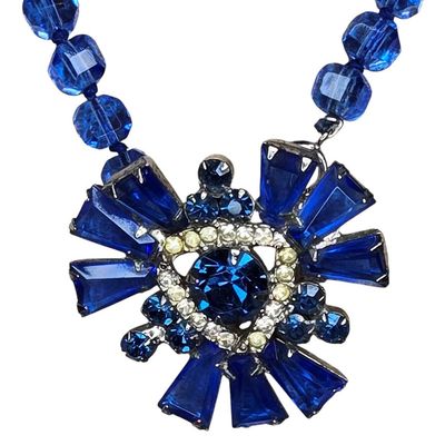 Sale Photo Thumbnail #686:  Blue Crystal Necklace with Pin Pendant.                           