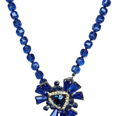 Sale Photo Thumbnail #683:  Blue Crystal Necklace with Pin Pendant.                           