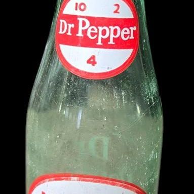 Sale Photo Thumbnail #840:  Lot of 3 soda bottles: 2 Dr Pepper / 1 Pepsi.                           