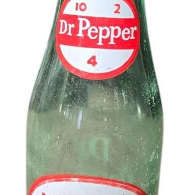 Sale Photo Thumbnail #847:  Lot of 3 soda bottles: 2 Dr Pepper / 1 Pepsi.                           