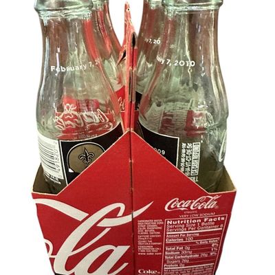 Sale Photo Thumbnail #873:  2009 New Orleans Saints World Champions Coca-Cola 6-pack carrier.