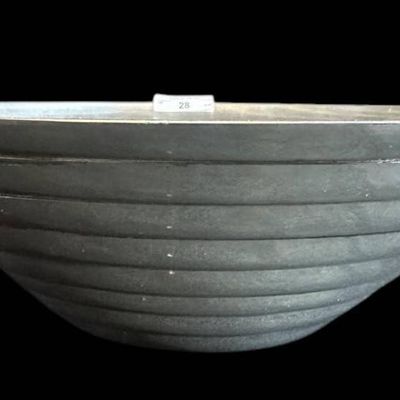 Sale Photo Thumbnail #937:  Metal Bowl With Ribbed Design  14 x 4 Inches.                           
