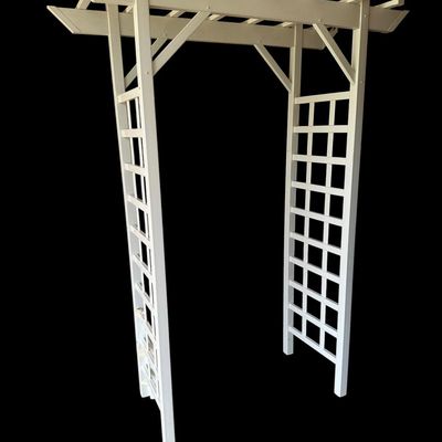 Sale Photo Thumbnail #990: White painted wooden arbor or garden trellis with lattice sides and overhead beams. Local   in   / Shreveport area.  