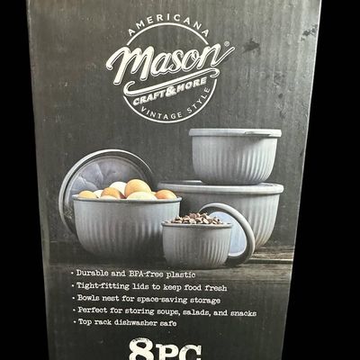 Sale Photo Thumbnail #1008:  Mason Craft & More 8-Piece Nesting Bowl Set With Lids.                           