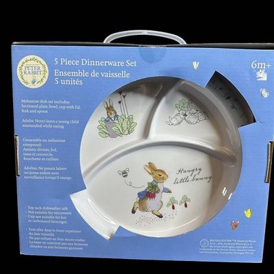 Sale Photo Thumbnail #1015:  Peter Rabbit 5-Piece Dinnerware Set for Children  6M+.                           