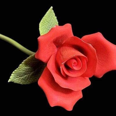 Sale Photo Thumbnail #1036:  Capodimonte Red Rose Porcelain Figurine  7 Inches.                           