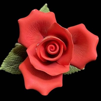 Sale Photo Thumbnail #1037:  Capodimonte Red Rose Porcelain Figurine  7 Inches.                           