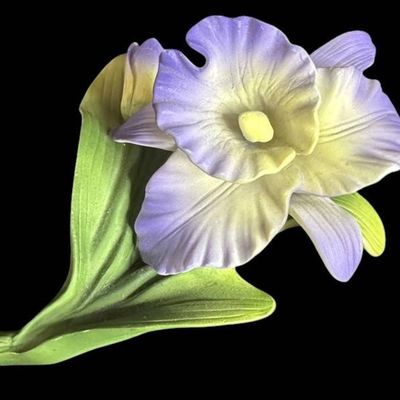 Sale Photo Thumbnail #1049:  Capodimonte Iris Porcelain Flower Figurine  5 Inches.                           