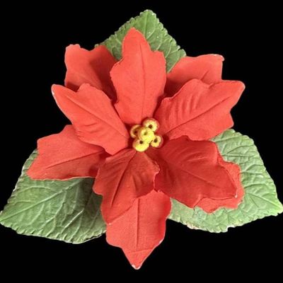 Sale Photo Thumbnail #1056:  Capodimonte 5-Inch Porcelain Poinsettia Flower Figurine.                           