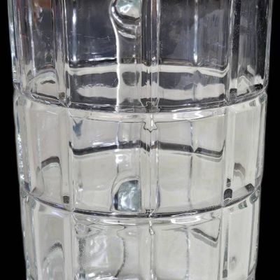 Sale Photo Thumbnail #1115:  Clear Glass Pitcher With Grid Design  9.5 Inches.                           