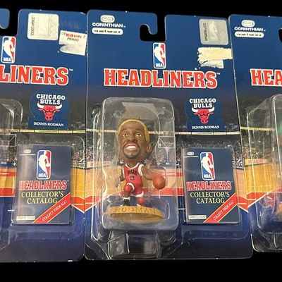 Sale Photo Thumbnail #1135:  Three Dennis Rodman Headliners  three hair colors. Keep together.                           
