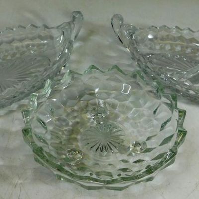 Sale Photo Thumbnail #1166:  American Fostoria 3-Piece Glass Set With Divided and Footed Bowls.                           