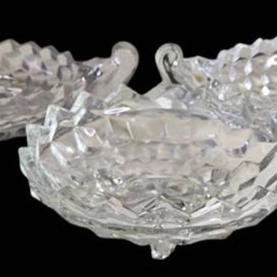 Sale Photo Thumbnail #1163:  American Fostoria 3-Piece Glass Set With Divided and Footed Bowls.                           