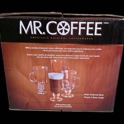 Sale Photo Thumbnail #1180:  Mr. Coffee 9 oz Irish Coffee Mug Set of 4  Wide Pedestal Base.                           