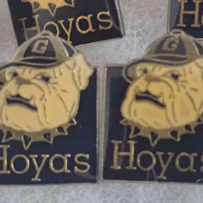 Sale Photo Thumbnail #361: Description
Vintage HOYA enameled support pins  [8]~ 1967 AGA,Inc, Atlanta, Ga
each pin is marked on back and some have rubberish marked clasp
total 8