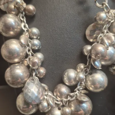 Sale Photo Thumbnail #333: Pair Aluminum  bead Necklaces with Pizazzzzzzzz
> both stunning, chokers with lobster clasp
> beefy but lite