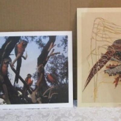Sale Photo Thumbnail #353: Horse 6" x 8-1/2", pheasant 8-1/2" x 11", parrots 8-1/2" x 11", oryx 11-1/2" x 8-1/2", See pictures