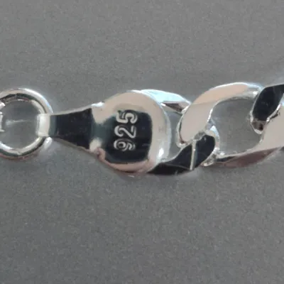 Sale Photo Thumbnail #137: UK Genuine 925 Sterling Silver 7mm Figaro Link Bracelet, marked 925, Rhodium finished, allergy free
Width: 7mm
Length: 8 Inch