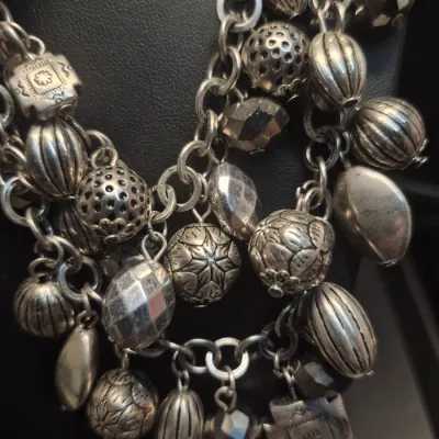 Sale Photo Thumbnail #178: Pair Aluminum bead Necklaces with Pizazzzzzzzz
Pair Aluminum bead Necklaces with Pizazzzzzzzz
> both stunning, chokers with lobster clasp
> beefy but lite